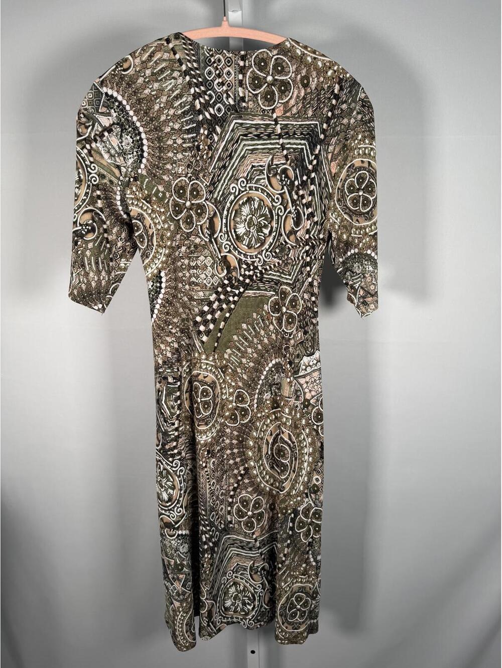 NWT Connected Apparel Women's Printed Faux Wrap Midi Dress Size 6 - Picture 4 of 5